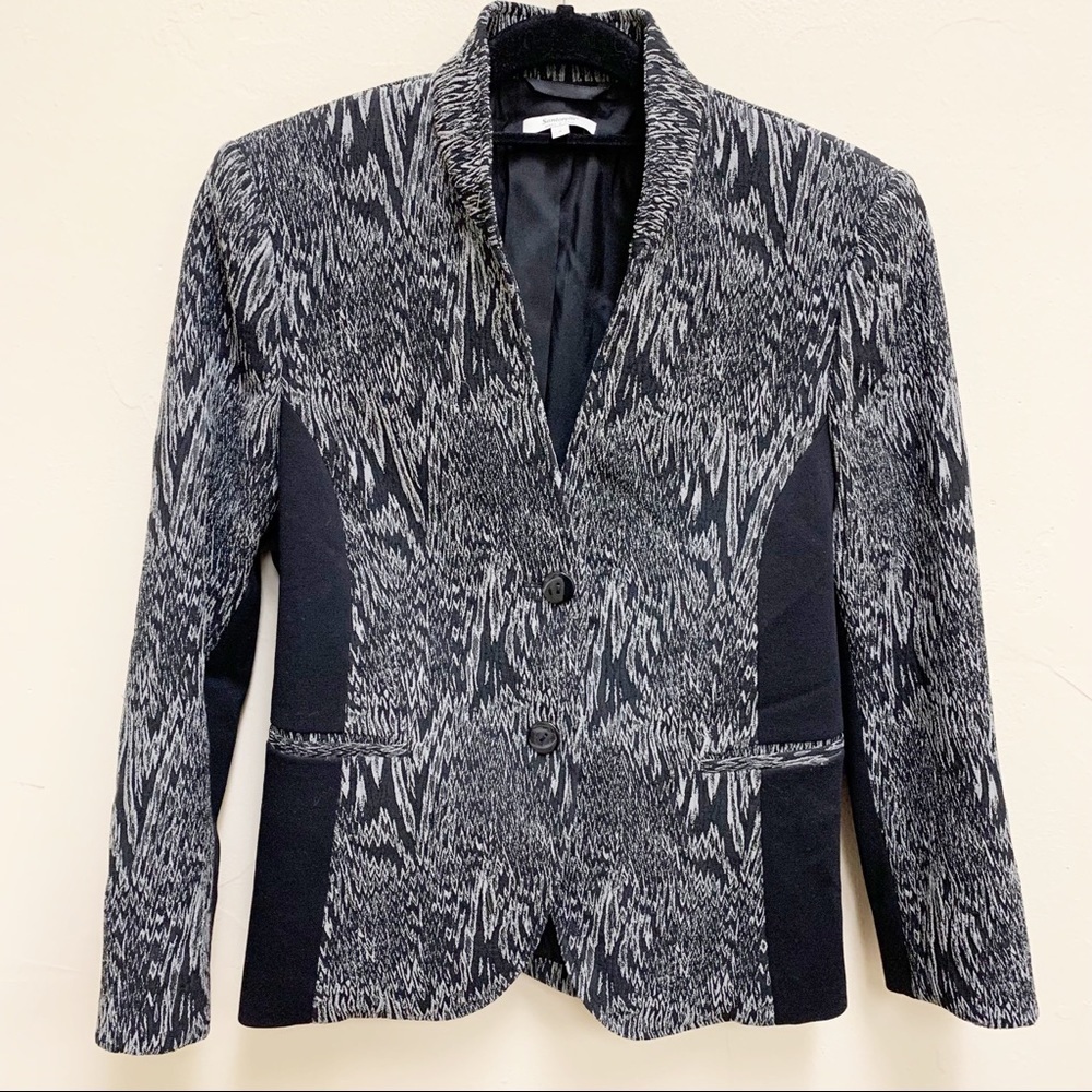 Santorelli Anita Women’s Italian Black Grey Textured Blazer Button Front‎ Jacket